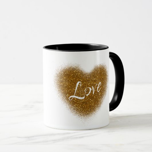 Gold Glitzer LIEBE Herz Personalisiert Kaffee Tass Tasse (VorderseiteRechts)