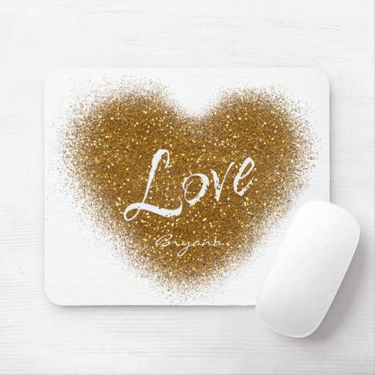 Gold Glitzer LIEBE Herzmuskel Glamour Mouse Pad Mousepad (Mit Mouse)