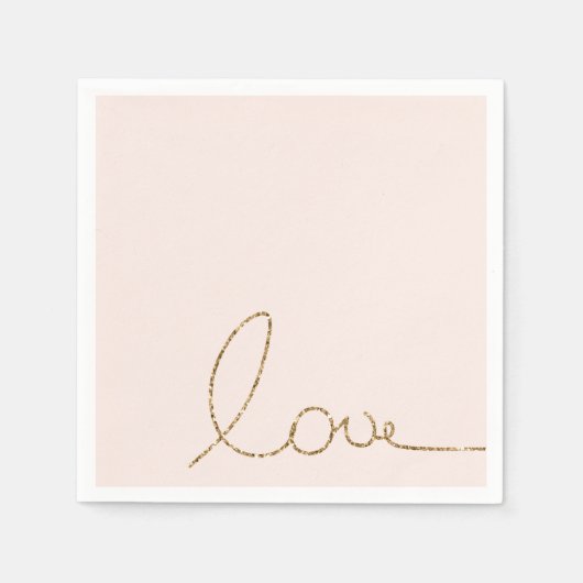 Gold Glitzer Liebe Rosa Muschel Serviette (Vorderseite)