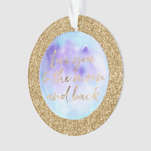 Gold Glitzer Liebe zum Mond Ornament (Vorderseite)