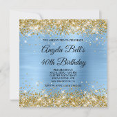 Gold Glitzer Light Blue Shimmer Foil Monogram Einladung (Vorderseite)