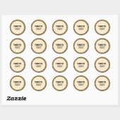 Gold Glitzer & Light Peach Danke Label Runder Aufkleber (Blatt)