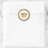 Gold Glitzer & Light Peach Danke Label Runder Aufkleber (Tasche)