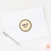 Gold Glitzer & Light Peach Danke Label Runder Aufkleber (Umschlag)