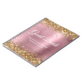 Gold Glitzer Light Pink Baby Dusche Gästebuch Notizblock (Linke Seite)
