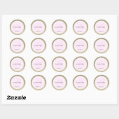 Gold Glitzer & Light Pink Wedding Monogram Runder Aufkleber (Blatt)
