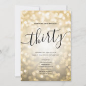 Gold Glitzer Lights 30. Geburtstagskarte Einladung (Vorderseite)
