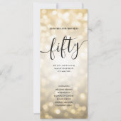 Gold Glitzer Lights 50. Geburtstagsprogramme Einladung (Vorderseite)
