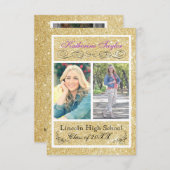 Gold Glitzer Lila 3x5 Grad Ankündigung (Vorne/Hinten)