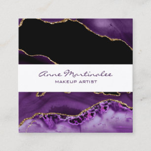 Gold Glitzer Lila Agate Square Business Card Quadratische Visitenkarte