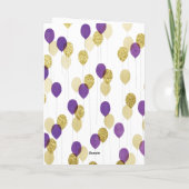 Gold Glitzer Lila Balloons Glücklich 70. Geburtsta Karte (Rückseite)