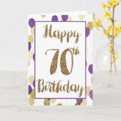 Gold Glitzer Lila Balloons Glücklich 70. Geburtsta Karte (Gelbe Blume)