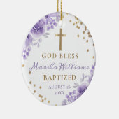 Gold Glitzer Lila Floral Girl Taufe Foto Keramik Ornament (Rechts)