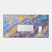Gold Glitzer Lila Holographic Opal & Marble Schreibtischunterlage (Tastatur & Maus)