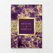 Gold Glitzer Lila Marble Foto Hochzeit Dreifach Gefaltete Einladung (Cover)