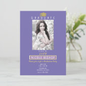 Gold Glitzer Lila Marble Glam Graduation Party Einladung (Stehend Vorderseite)