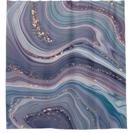 Gold Glitzer Lila Marmorstein Duschvorhang (Vorderseite)