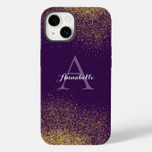 Gold Glitzer Lila Monogram iPhone Gehäuse Case-Mate iPhone Hülle (Rückseite)