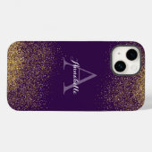 Gold Glitzer Lila Monogram iPhone Gehäuse Case-Mate iPhone Hülle (Rückseite (Horizontal))