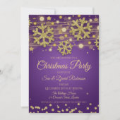 Gold Glitzer Lila Weihnachtsfeier Einladung (Vorderseite)