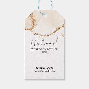 Gold Glitzer Line Moderne Minimale Hochzeit Willko Geschenkanhänger