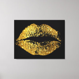 Gold-Glitzer-Lippen Leinwanddruck