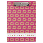 Gold Glitzer Lippen Rosa personalisieren Name Klemmbrett (Vorderseite)