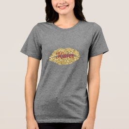 Gold Glitzer Lippen Sie auf Kokett Kiss Tri-Blend Shirt