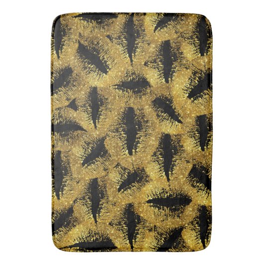 Gold Glitzer Lips #2 Badematte (Vorderseite Vertikal)