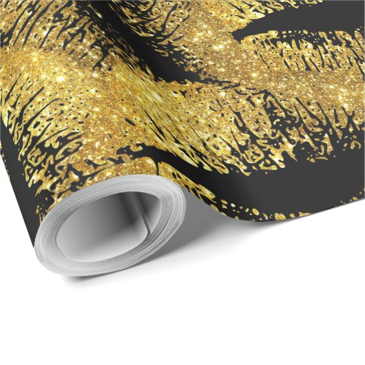 Gold Glitzer Lips #2 Geschenkpapier (Rolleneckpunkt)