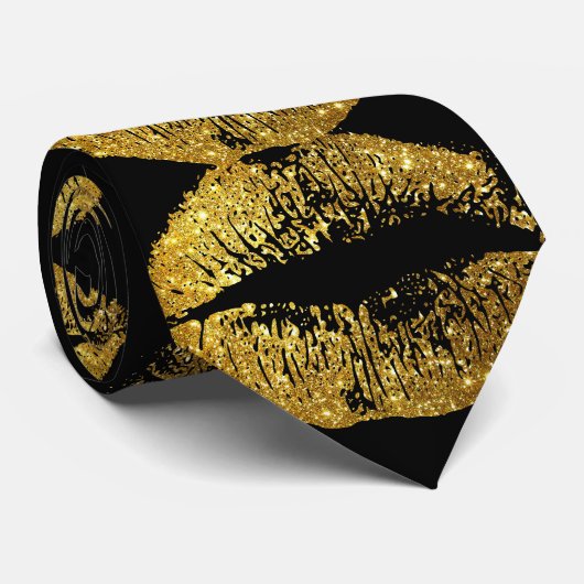 Gold Glitzer Lips #2 Krawatte (Gerollt)