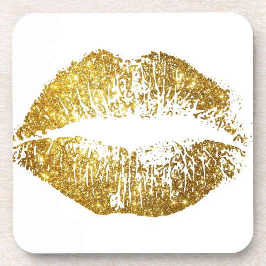 Gold Glitzer Lips #2 Untersetzer (Vorderseite)