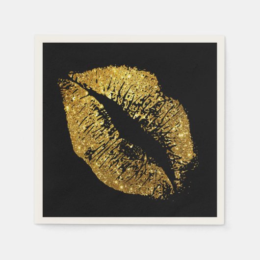 Gold Glitzer Lips #3 Serviette (Vorderseite)