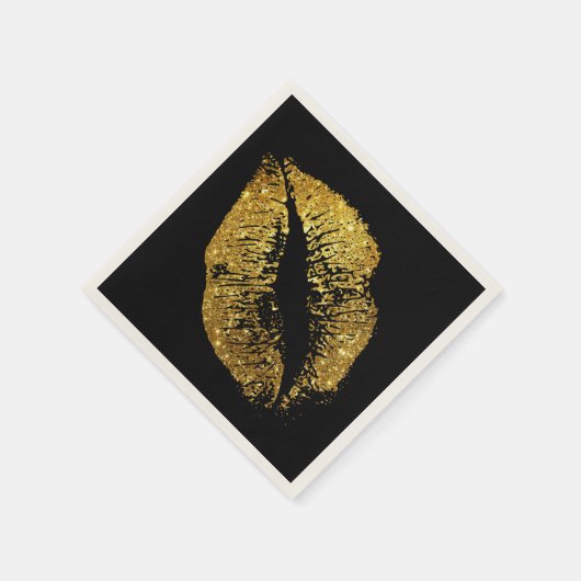 Gold Glitzer Lips #3 Serviette (Ecke)