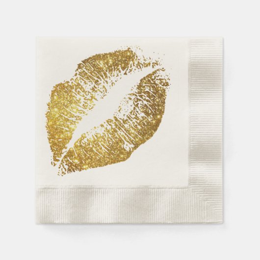 Gold Glitzer Lips #5 Serviette (Vorderseite)