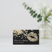 Gold Glitzer Lips Chic Visitenkarte (Stehend Vorderseite)