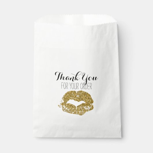 Gold Glitzer Lips Danke Bag Geschenktütchen (Vorderseite)