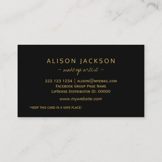 Gold Glitzer Lips Schwarze Glam Make Artist Loyali Treuekarte (Rückseite)