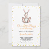 Gold Glitzer Little Bunny Baby Dusche Einladung (Vorderseite)