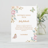 Gold Glitzer Little Butterfly Rose Baby Dusche Dankeskarte (Stehend Vorderseite)