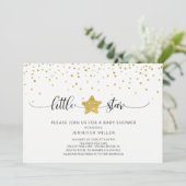 Gold Glitzer Little Star Baby Dusche Einladung (Stehend Vorderseite)