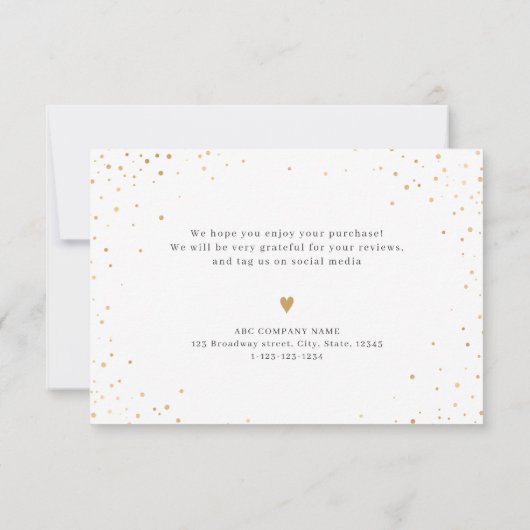 Gold Glitzer-Logo Dankeskarte (Rückseite)