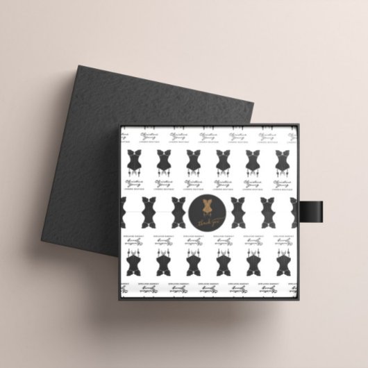 Gold Glitzer Logo Lingerie Boutique Vielen Dank Runder Aufkleber