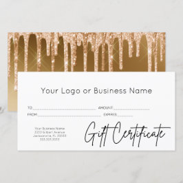 Gold Glitzer Logo-Script-Geschenkgutschein