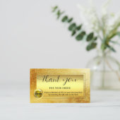 Gold Glitzer Logo Vielen Dank für Ihre Bestellung Visitenkarte (Stehend Vorderseite)