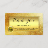 Gold Glitzer Logo Vielen Dank für Ihre Bestellung Visitenkarte (Vorderseite)