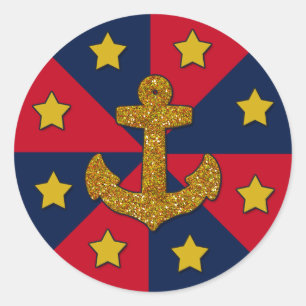 Gold Glitzer Look Anchor, Rundaufkleber, glänzend Runder Aufkleber