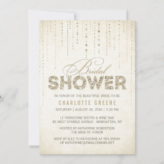 Gold Glitzer Look Bridal Dusche Einladung
