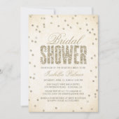 Gold Glitzer Look Confetti Dots Brautparty Einladung (Vorderseite)