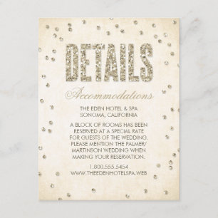 Gold Glitzer Look Confetti Dots Hochzeitsdetails Begleitkarte